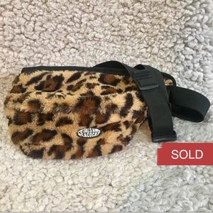 Fuzzy leopard fanny pack